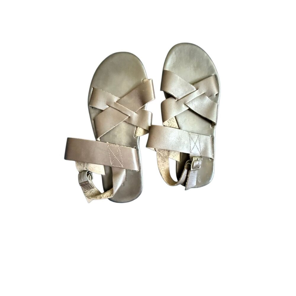 Democrata Mens Brown Zion Leather Criss Cross Strappy Casual Sandals Size 42